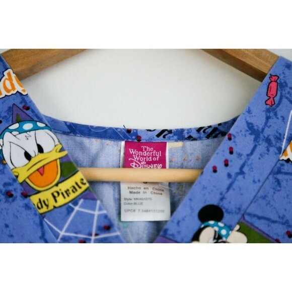 Disney Mickey Mouse Halloween  Colourful Cartoon Print Scrub Top S - Picture 11 of 12
